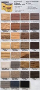 Stain Selection Card showing stained pieces of wood