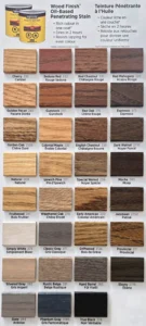 Stain Selection Card showing stained pieces of wood